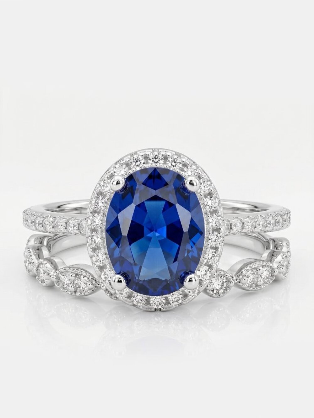 Blue Sapphire Gemstone ring set, size 7, 925 Sterling Silver Charmed Aroma